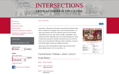 Site for Intersections:  Critical Issues in Education