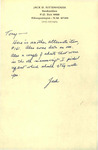2. Note from Jack D. Rittehhouse to Tony Hillerman
