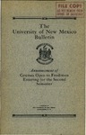 1931 ANNOUNCEMENT OF COURSES OPEN TO FRESHMEN by UNM Office of the Registrar