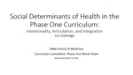 Social Determinants of Health in the Phase One Curriculum: Intentionality, Articulation, and Integration by Jonathan Eldredge