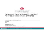 Enhancing Evidence-Based Practice: PICOT Search in CINAHL Database – Evidence-Based Practice Council Monthly Meeting