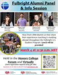 Fulbright Alumni Panel & Info-Session by Jane Tabet-Kirkpatrick, Miguel Sabol, Solana Armijo, and Charlotte Gates