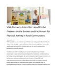 VIVA Connects Intern Bio: Laurel Fimbel Presents on the Barriers and Facilitators for Physical Activity in Rural Communities.