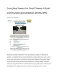 Complete Streets for Small Towns & Rural Communities presentation at UNM PRC by University of New Mexico Prevention Research Center
