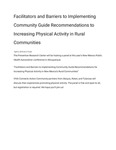 Facilitators and Barriers to Implementing Community Guide Recommendations to Increasing Physical Activity in Rural Communities by University of New Mexico Prevention Research Center