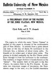 A preliminary study of the waters of the Jemez Plateau, New Mexico. by Clyde Kelly and E. V. Anspach